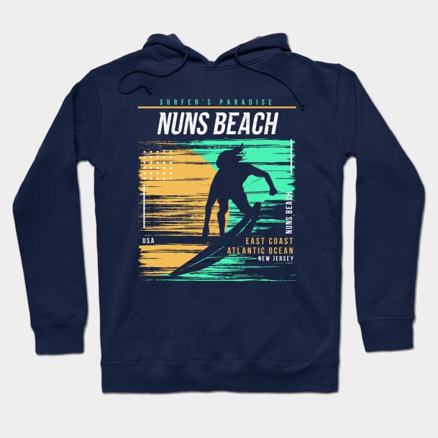 Retro Surfing Nuns Beach, New Jersey // Vintage Surfer Beach // Surfer's Paradise Hoodie by Now Boarding